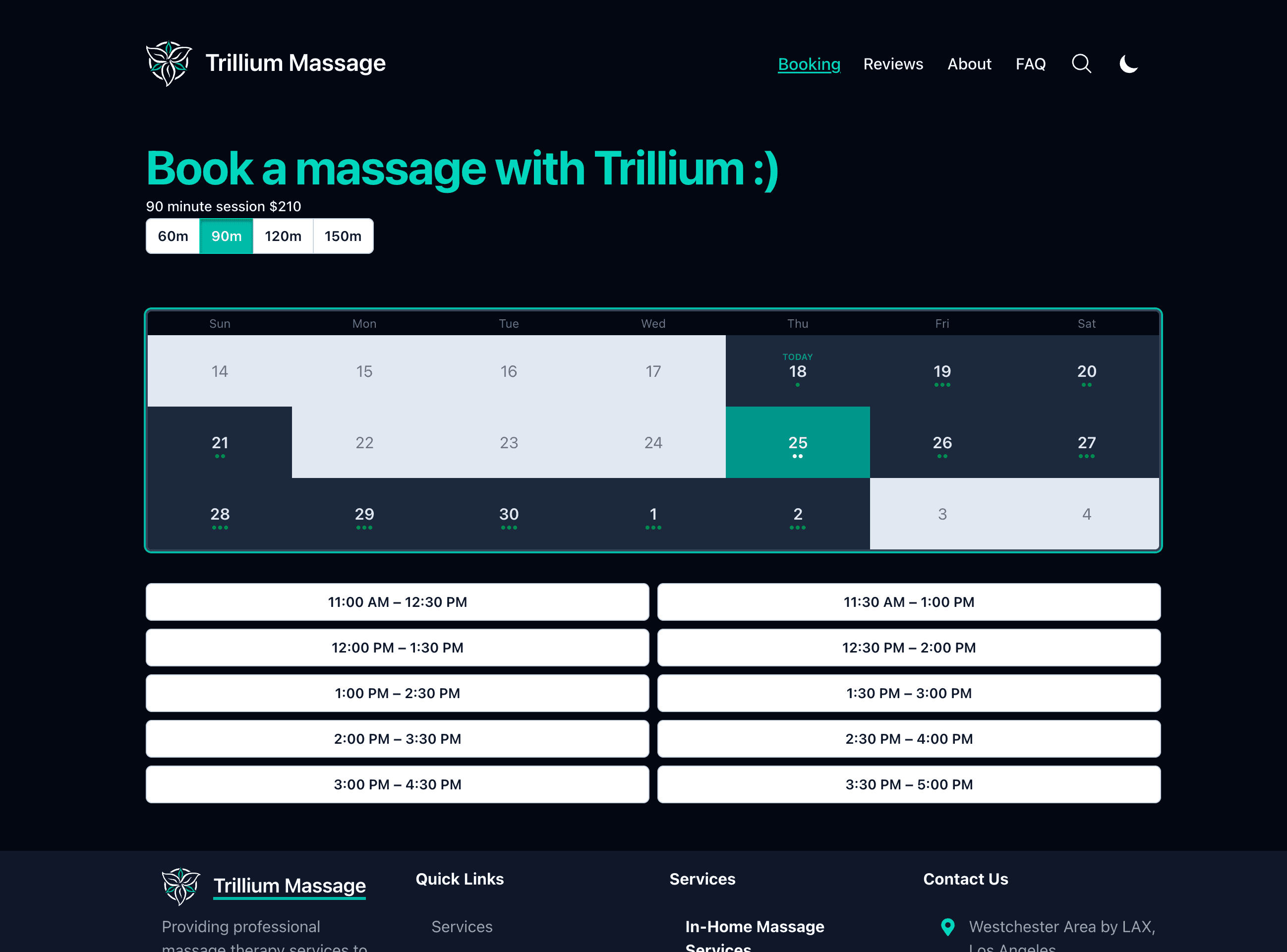 Booking Page Screenshot